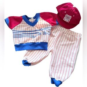 Vintage Triple Play Boys 2T Baseball Halloween Outfit 3 Piece Costume